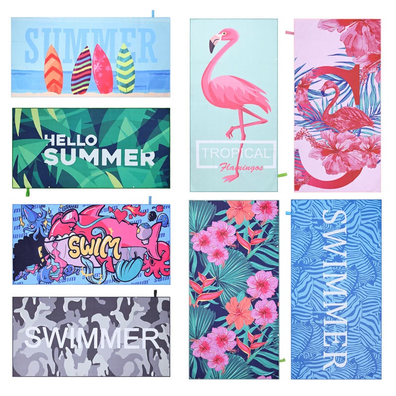Manufacturer'S Double-Sided Velvet Quick-Drying Bath Towel Digital Heat Transfer Swimming Absorbent Stowable Supplies Buckle Printed Beach Towel - Image 3
