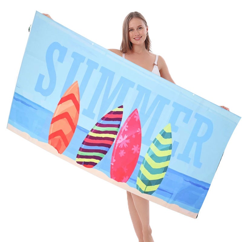 Manufacturer'S Double-Sided Velvet Quick-Drying Bath Towel Digital Heat Transfer Swimming Absorbent Stowable Supplies Buckle Printed Beach Towel - Image 2