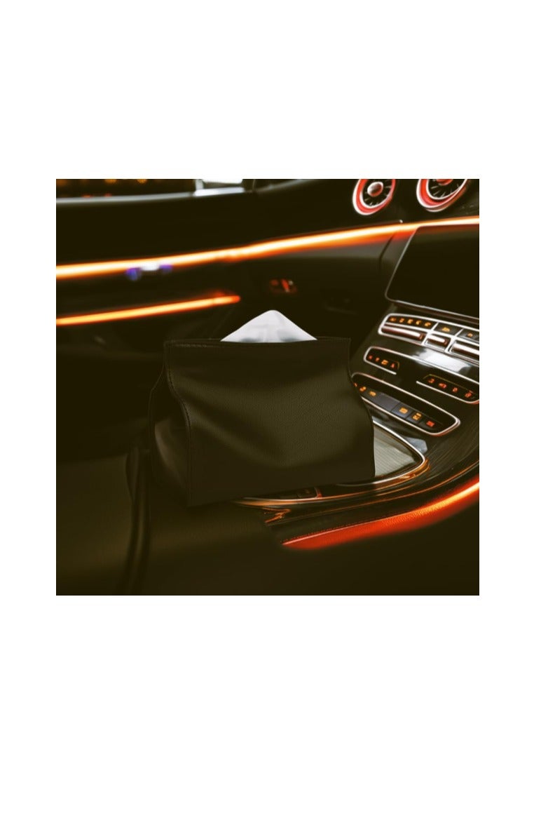 Premium Leather Tissue Holder for Cars – Stylish and Durable Tissue Holder with Magnetic Closure (Brown) - Image 1