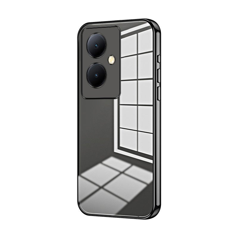 HuHa Case Cover For vivo Y78+ 5G / Y78 / V29 Lite Transparent Plating Fine Hole Phone Case(Black) - Image 1