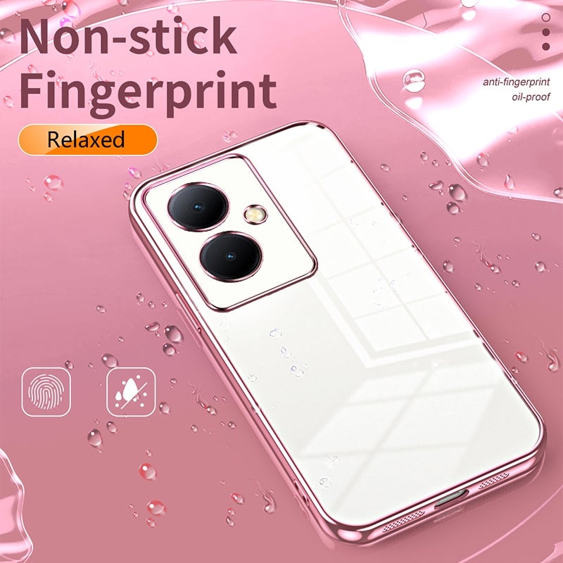 HuHa Case Cover For vivo Y78+ 5G / Y78 / V29 Lite Transparent Plating Fine Hole Phone Case(Black) - Image 4