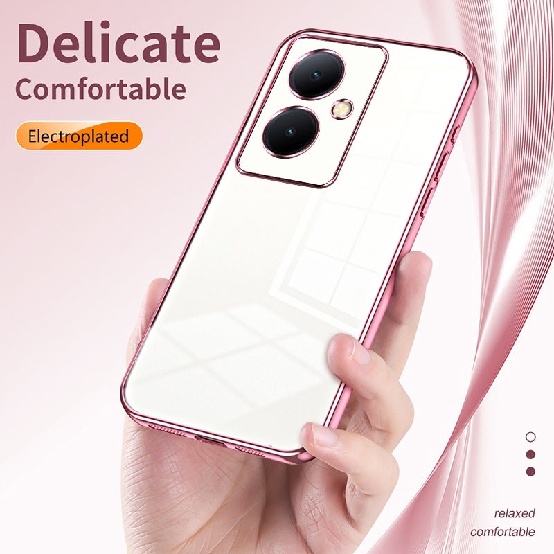 HuHa Case Cover For vivo Y78+ 5G / Y78 / V29 Lite Transparent Plating Fine Hole Phone Case(Black) - Image 5