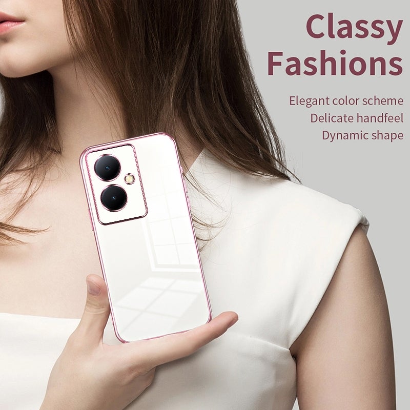 HuHa Case Cover For vivo Y78+ 5G / Y78 / V29 Lite Transparent Plating Fine Hole Phone Case(Black) - Image 3