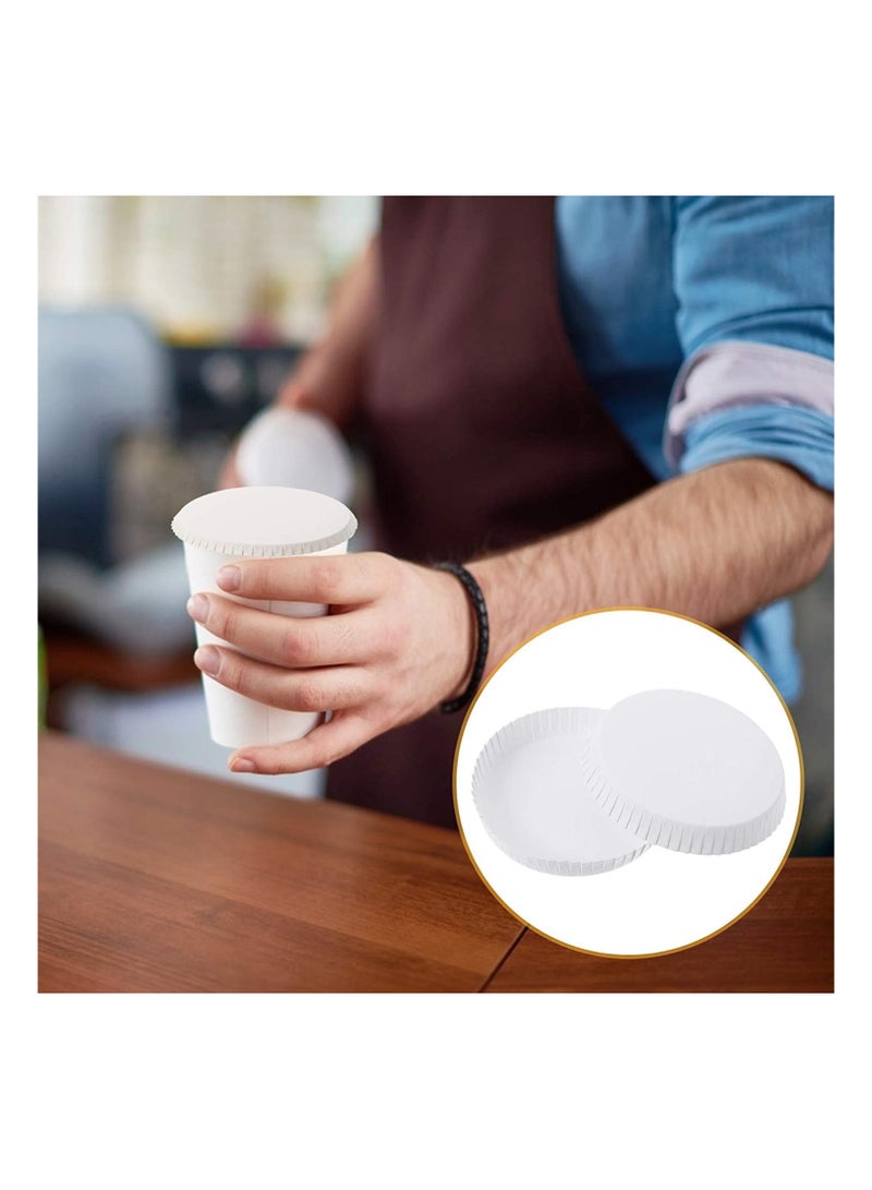 Excefore 100pcs Disposable Paper Cup Covers Coffee Tea Cup Covers Recycled Paper Drinking Cup Lids Covers Perfect for Travel Hotel Coffee Bar Parties Wedding Home Kitchen (6.5 X 6.5cm) - Image 3