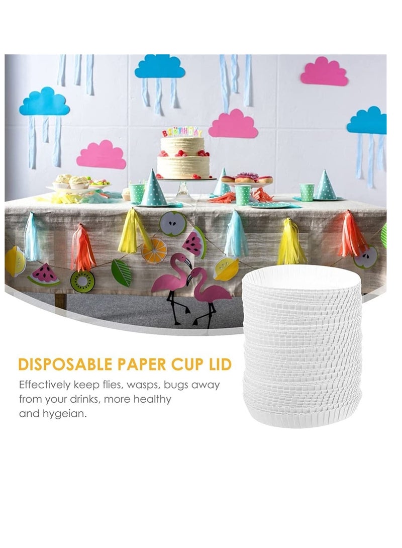 Excefore 100pcs Disposable Paper Cup Covers Coffee Tea Cup Covers Recycled Paper Drinking Cup Lids Covers Perfect for Travel Hotel Coffee Bar Parties Wedding Home Kitchen (6.5 X 6.5cm) - Image 4