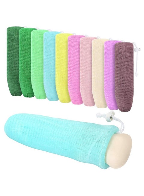 Exfoliating Mesh Soap Pouch Mesh Soap Saver Bag Bubble Foam Net for Body Facial Cleaning Tool, Random Colors