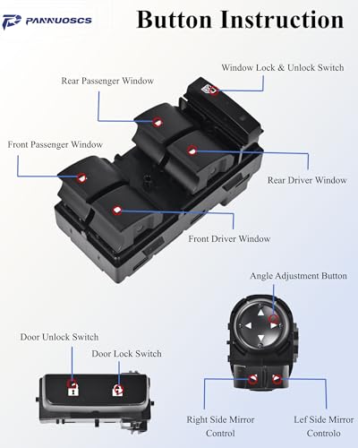 PANNUOSCS Window Switch Driver Side Compatible with 2007-2014 Chevy Silverado/GMC Sierra 1500 2500HD 3500HD Power Master Window Switch & Door Lock & Mirror Replace#20945129 15804093 22883768 - Image 2