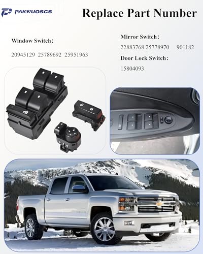 PANNUOSCS Window Switch Driver Side Compatible with 2007-2014 Chevy Silverado/GMC Sierra 1500 2500HD 3500HD Power Master Window Switch & Door Lock & Mirror Replace#20945129 15804093 22883768 - Image 4