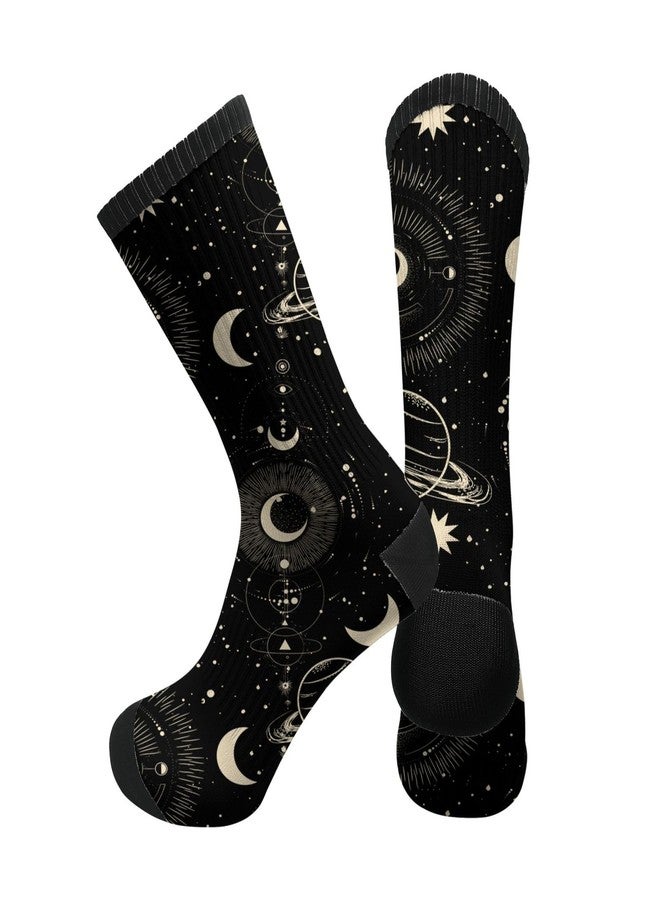 MOLIAN Boho Celestial Moon Witchy Athletic Crew Cushion Socks Unisex Breathable Mid-Calf Socks for Running Workout - Image 2