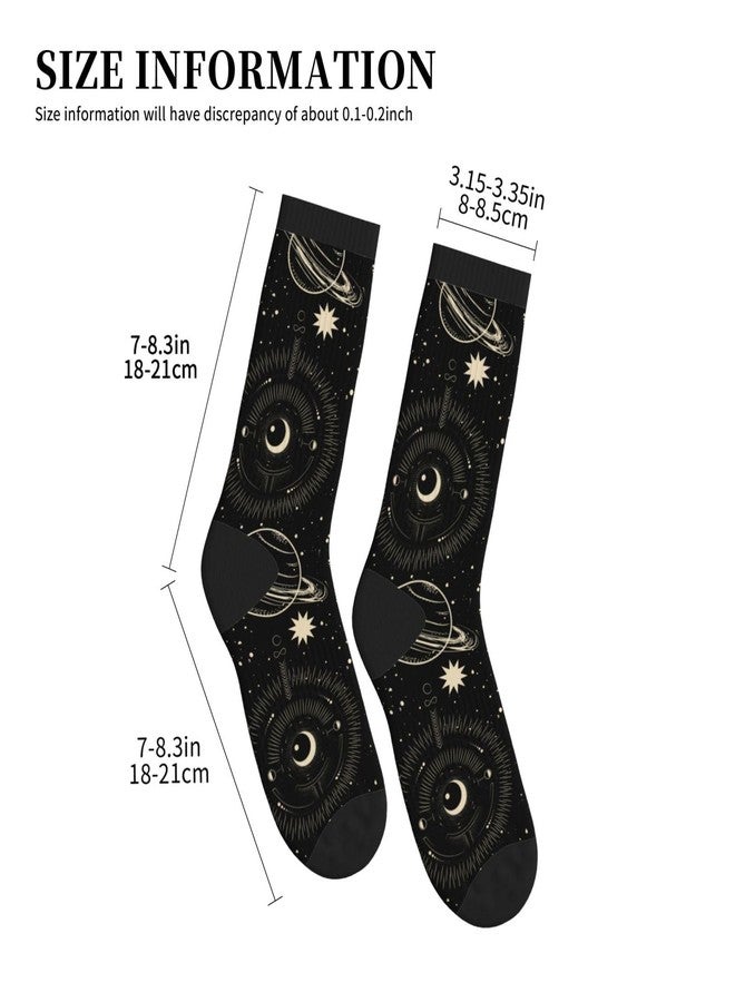 MOLIAN Boho Celestial Moon Witchy Athletic Crew Cushion Socks Unisex Breathable Mid-Calf Socks for Running Workout - Image 4