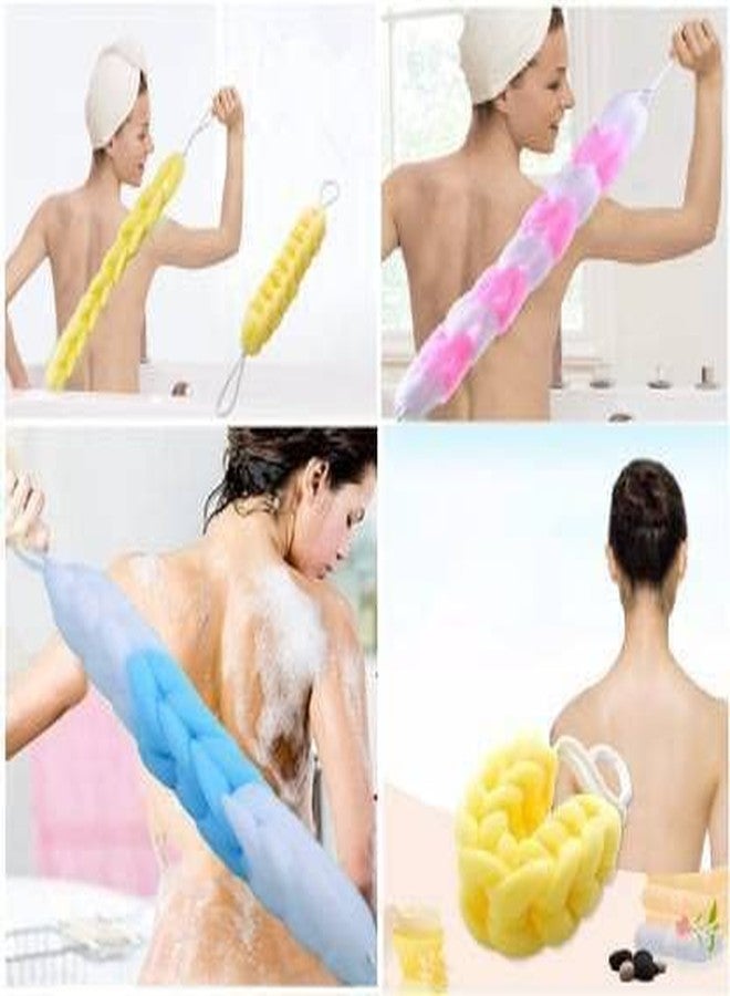 Kitchwish Premium Braided Bath Loofah for Men & Women - Long Body Back Scrubber for Shower, Soft Mesh Pouf Sponge for Deep Exfoliation & Skin Glow (Multicolor, 26cm) Pack of 3 - Image 2