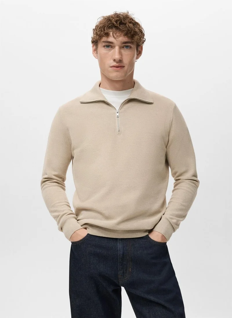 مانجو مان Microstructure sweater with zipper collar