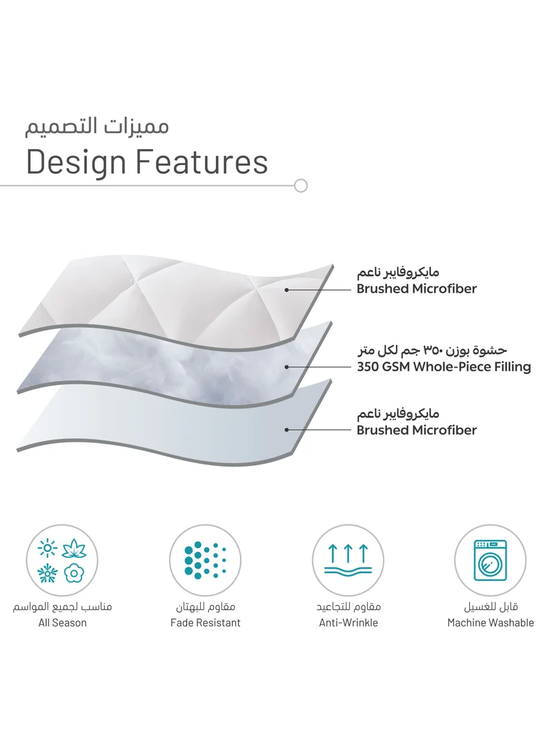 Donetella Bedding Comforter Set, Single Size Fits 120x200 cm - 4-Pcs Solid Quilted Bed Set, Microfiber Fabric - 1 Comforter, 1 Fitted Sheet And 2 Pillow Shams