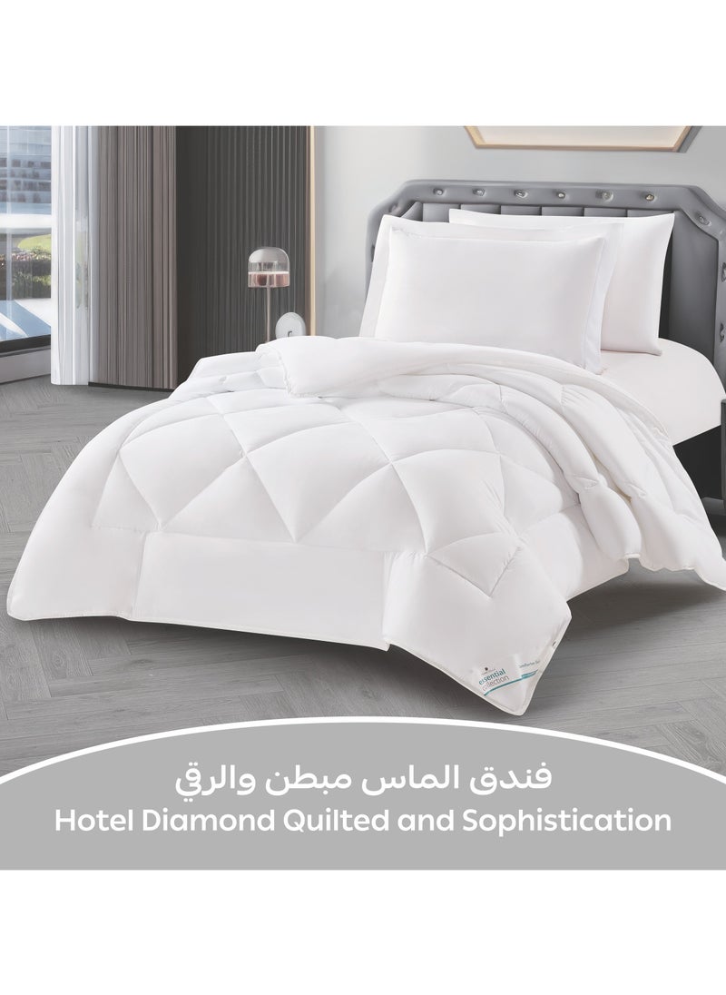 دوناتيلا طقم مفرش روزا سادة 4 قطع مقاس مفرد ونص 170 × 230 سم بحشوة ثابتة أبيض  - Image 2