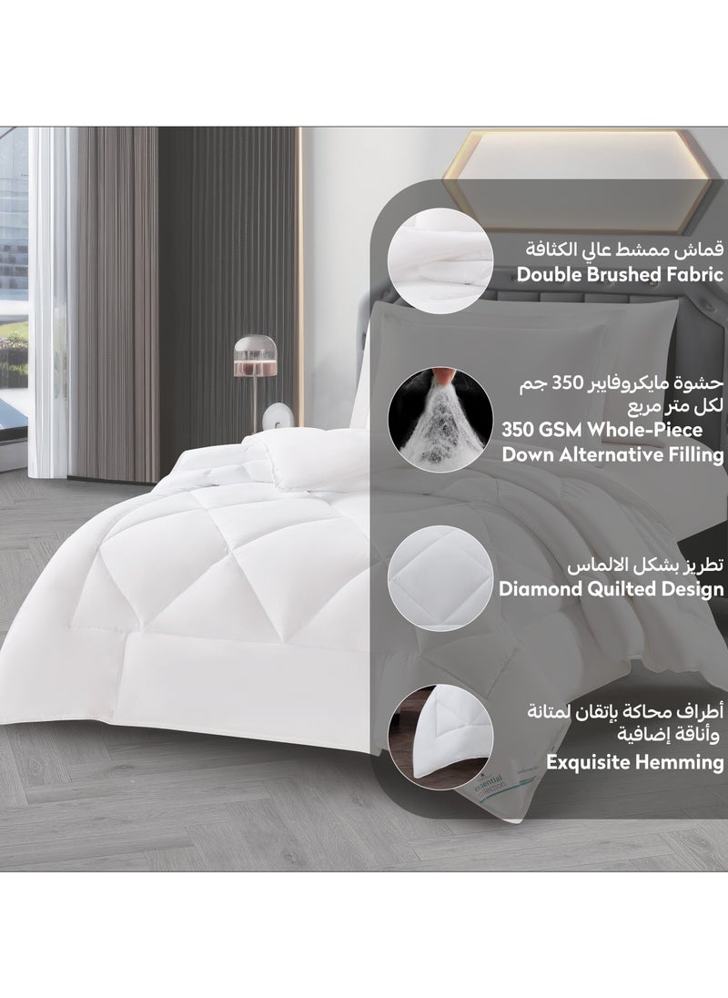دوناتيلا طقم مفرش روزا سادة 4 قطع مقاس مفرد ونص 170 × 230 سم بحشوة ثابتة أبيض  - Image 5