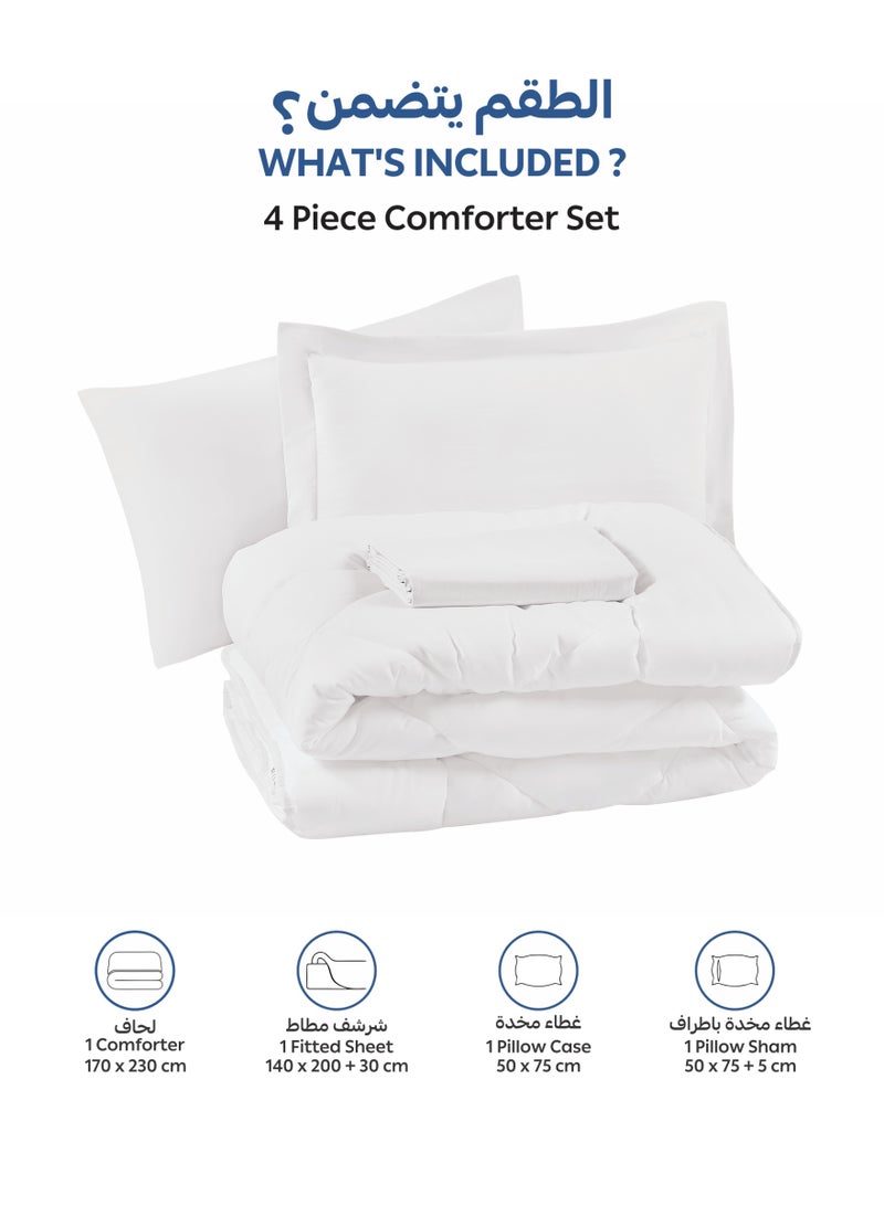 Donetella Bedding Comforter Set, Single Size Fits 140x200 cm - 4-Pcs Solid Quilted Bed Set, Microfiber Fabric - 1 Comforter, 1 Fitted Sheet And 2 Pillow Shams - Image 3