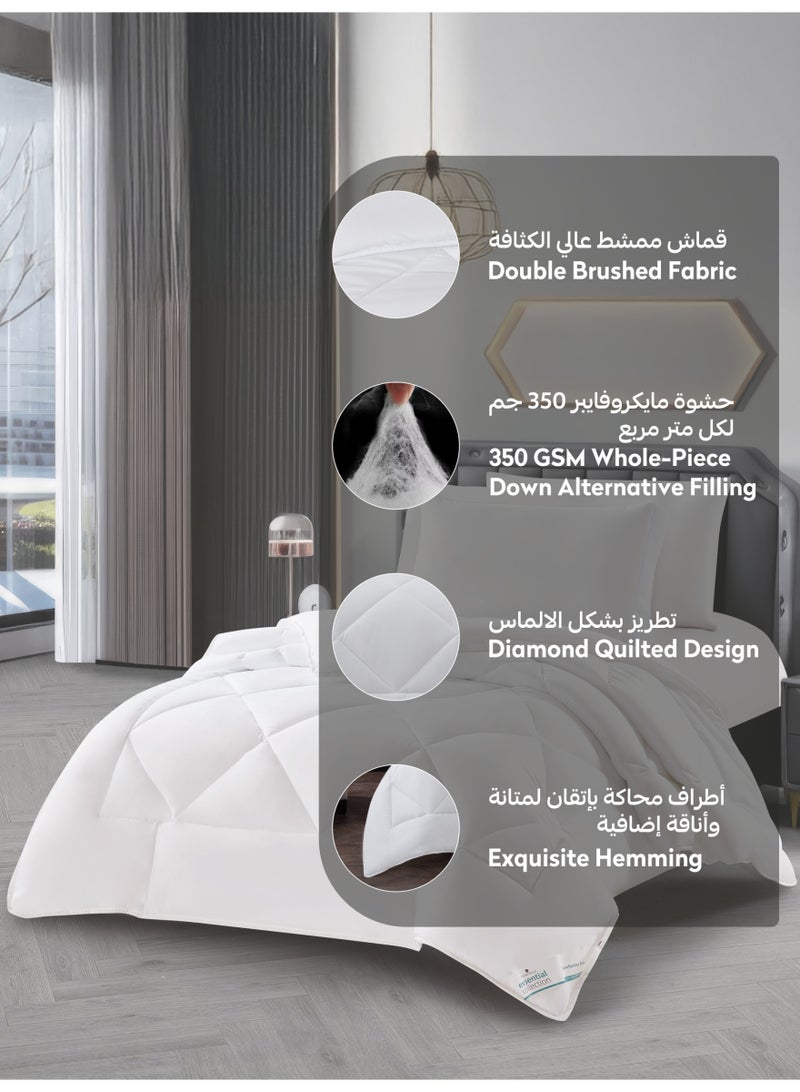 دوناتيلا طقم مفرش روزا سادة 4 قطع مقاس مفرد ونص 140 × 200 سم بحشوة ثابتة أبيض - Image 4