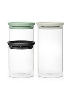Set of 3 Stackable Glass Jars