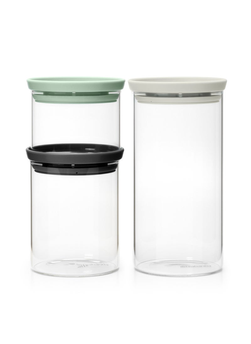 brabantia - Set of 3 Stackable Glass Jars - Image 1