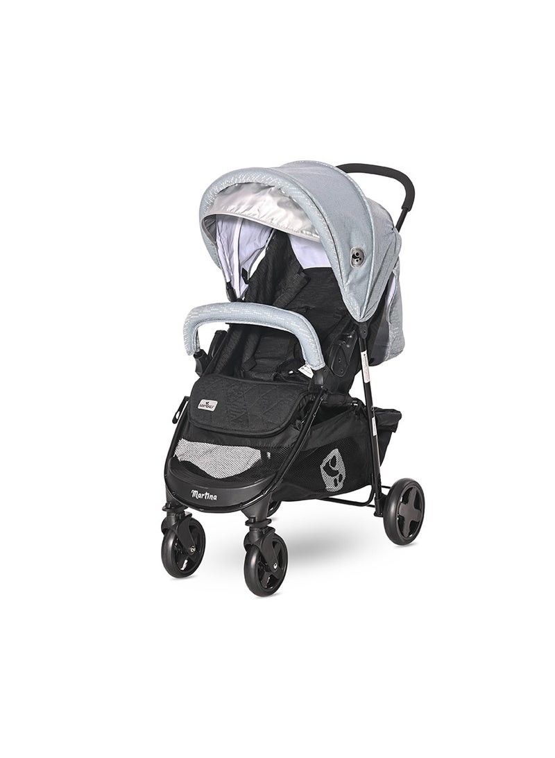 لوريلي عربة أطفال مارتينا + غطاء للقدمين باللونين الأسود والفضي والأزرق - Image 2