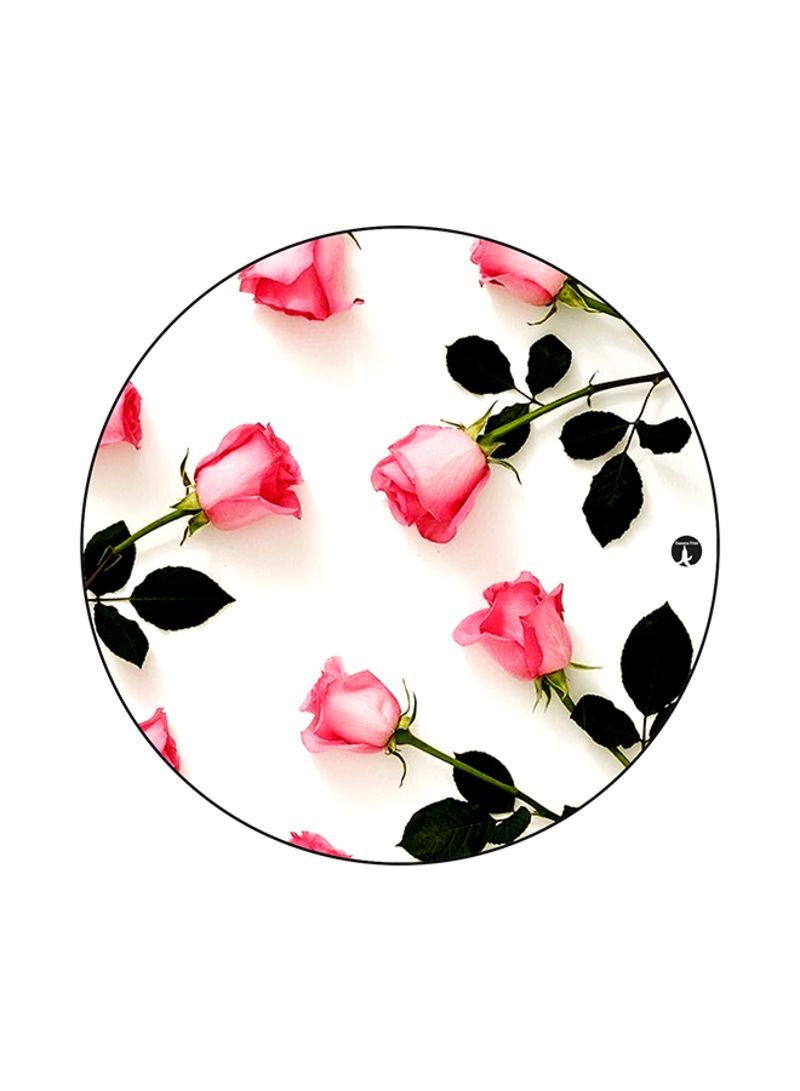 Flowers Printed Mouse Pad White/Pink/Green