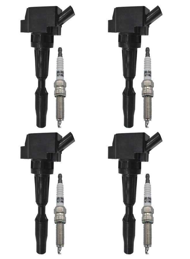 Autowxjq Ignition Coil Iridium Spark Plugs Set of 4pcs UF764 273002GGA0 Compatible with Hyundai Santa Fe Tucson Sonata Genesis Kia Optima Sorento Sportage Stinger 2.0L 2.4L - Image 1