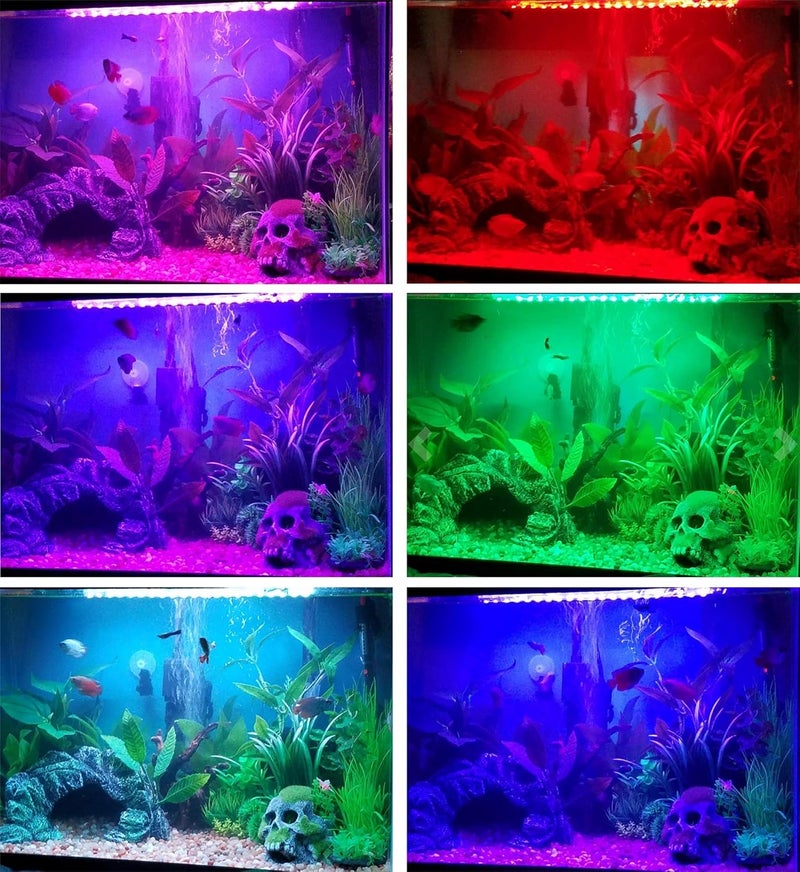 Smiful Store أضواء حوض السمك، ضوء حوض السمك تحت الماء LED، أضواء حوض السمك القابلة للغمر RGB، أضواء حوض السمك القابلة للتغيير في الألوان المقاومة للماء مع تحكم عن بعد قابل للتعديل 19 بوصة - Image 2