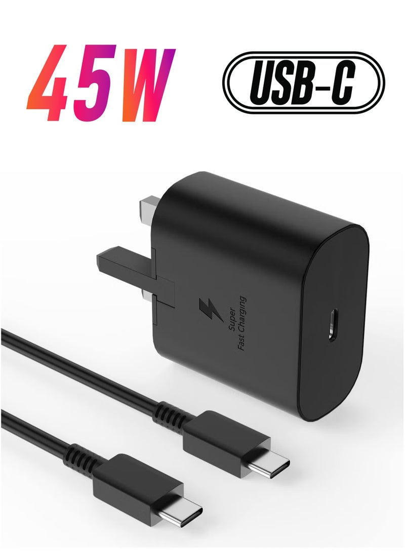 BORTONY 45W USB C Super Fast Charging Charger with 1 m Cable - Compatible with S24 S23 S22 S21 S20 Ultra, S24+ S23+ S22+ S21+, A53, A15, A 55, A54 - Type C Power Adapter, - Image 1