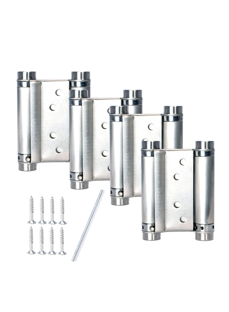 SYOSI Double Action Spring Hinges - Self-Closing Door Hinges for Swinging Doors ,201 Stainless Steel, Including Pins and Screws for Cafe, Saloon, and Pub Doors 4Pack (3inch)  - Image 1