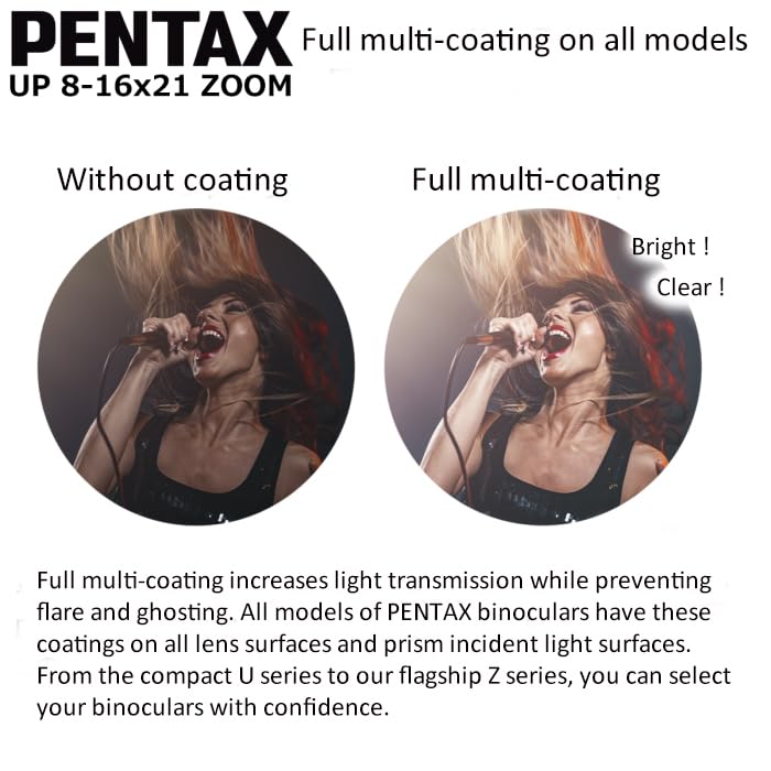 Pentax UP 8-16x21 Black Binoculars (Black) Fully-multi coating Zoom Tripod socket provide - Image 5