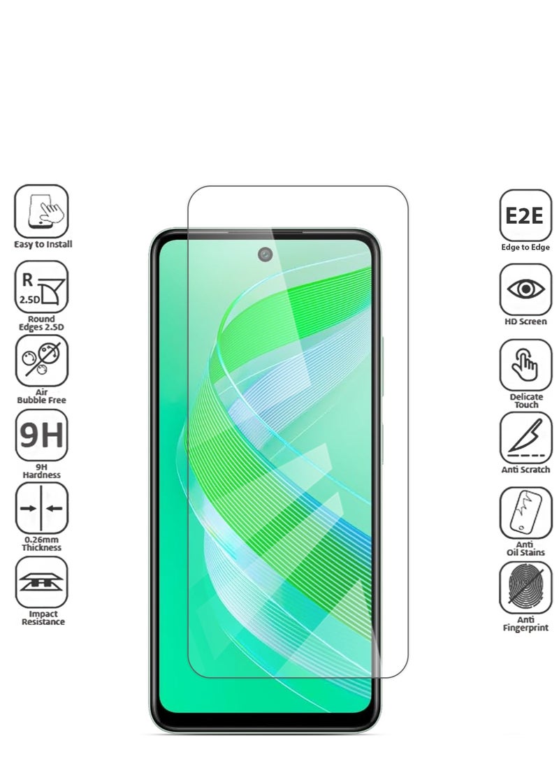 Techie - HD Tempered Glass Screen Protector for Infinix Smart 8 - Anti Reflection Anti Bubbles 9H Hardness 0.33 mm Rounded Edges Easy Installation - Image 1