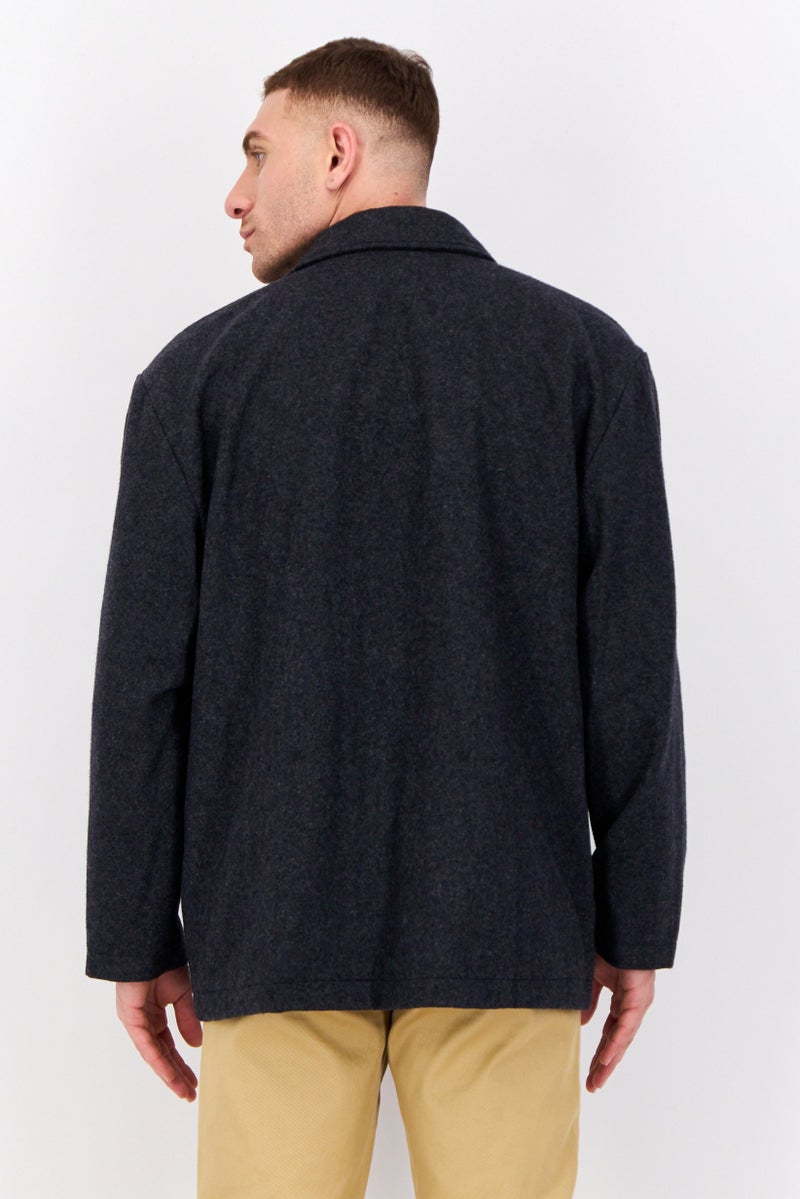 Bando Men Regular Fit Textured Semi-Formal Blazer, Dark Grey  - Image 3