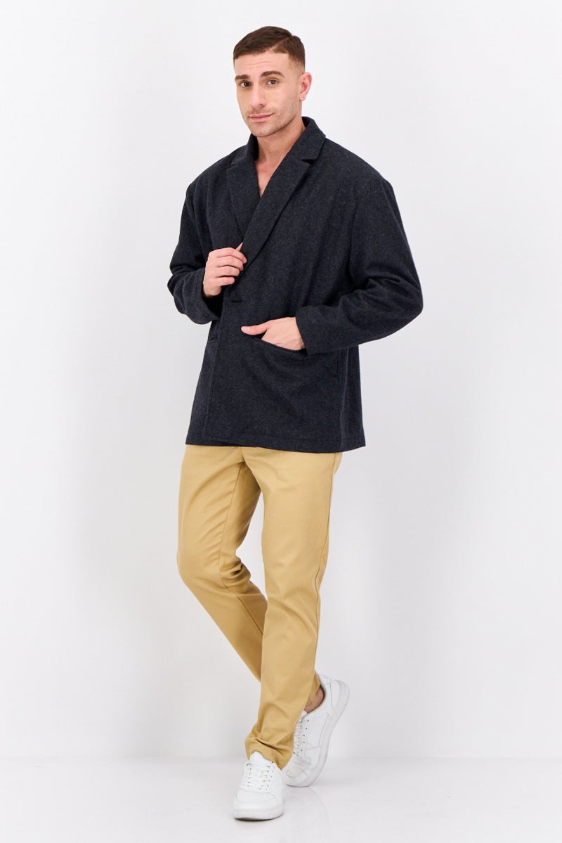 Bando Men Regular Fit Textured Semi-Formal Blazer, Dark Grey  - Image 4