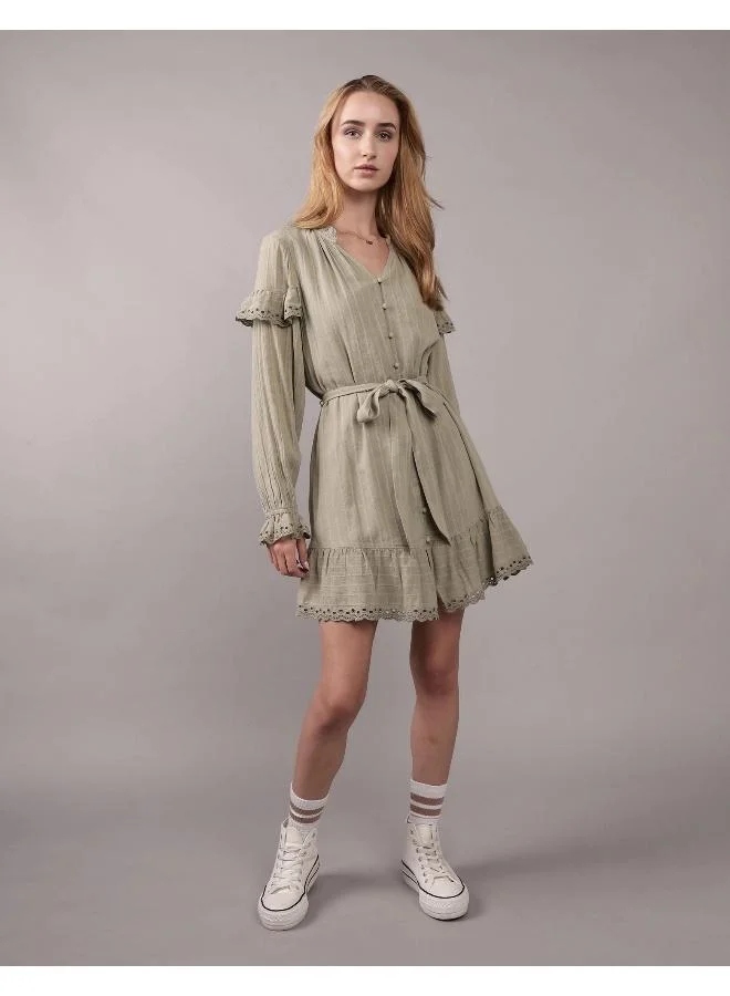American Eagle Ruffled Tie-Waist Dress