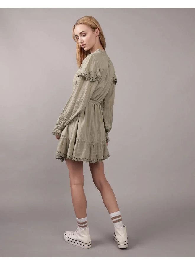 American Eagle Ruffled Tie-Waist Dress