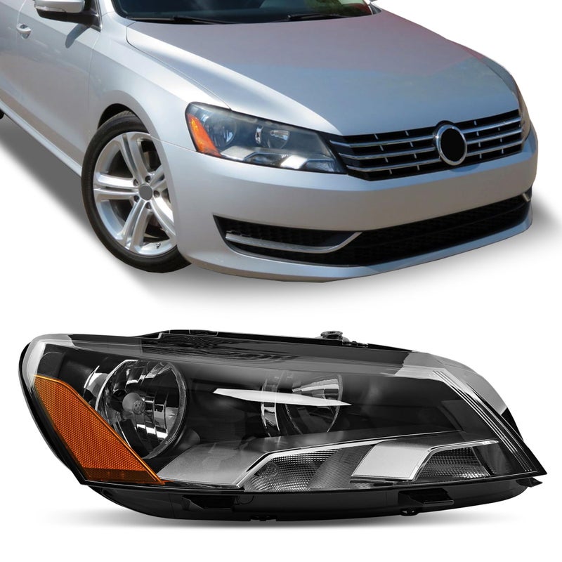 مجموعة مصابيح أمامية من ميساكومو مع هيكل كروم متوافقة مع فولكس فاجن VW باسات 2012-2015 بديل ل 561941006D 3411131RAS2 و VW2503148 الجانب الأيمن RH