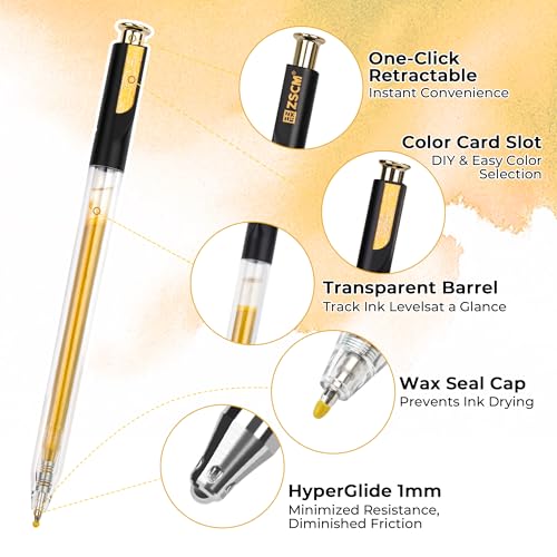 ZSCM Retractable Glitter Gel Pens, 7 Colors Large Capacity Sparkle Shimmer Gel Ink Pens for Adult Coloring, 1.0 mm Fine Point Smooth Writing Color Pen for Party Decor Note Taking Aesthetic Art Supplies - Image 2