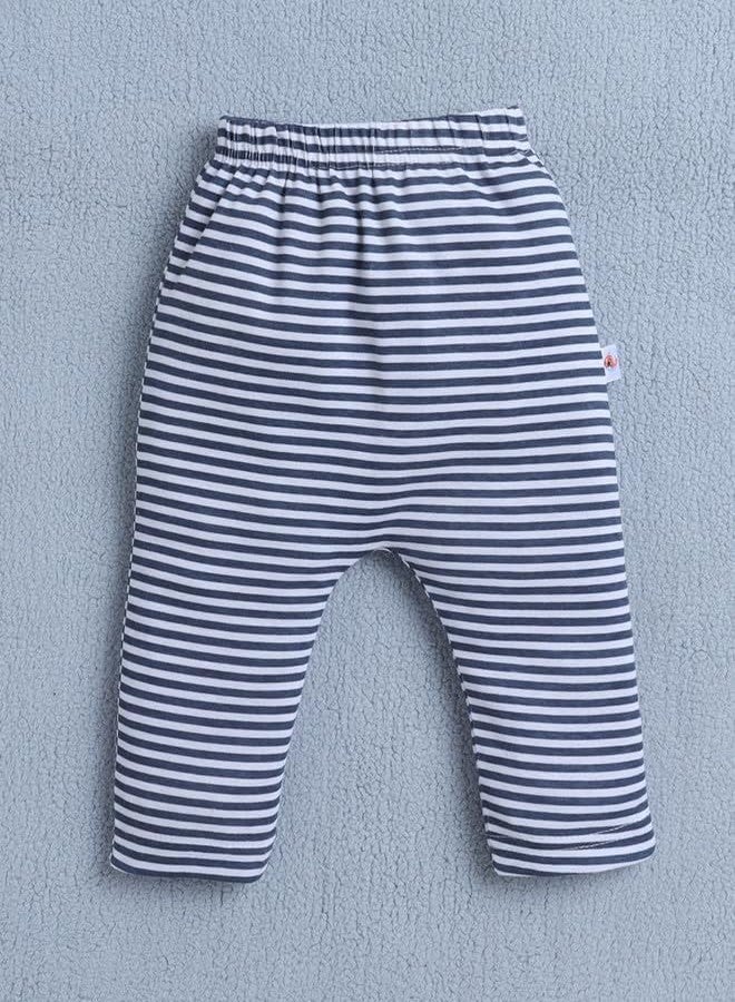 BUMZEE بنطلون/سروال ضيق/بيجاما قطني للأطفال الرضع من بامزي، لون كحلي وأبيض - مقاس 6-9 أشهر (Peb10425D-nbl) - Image 5