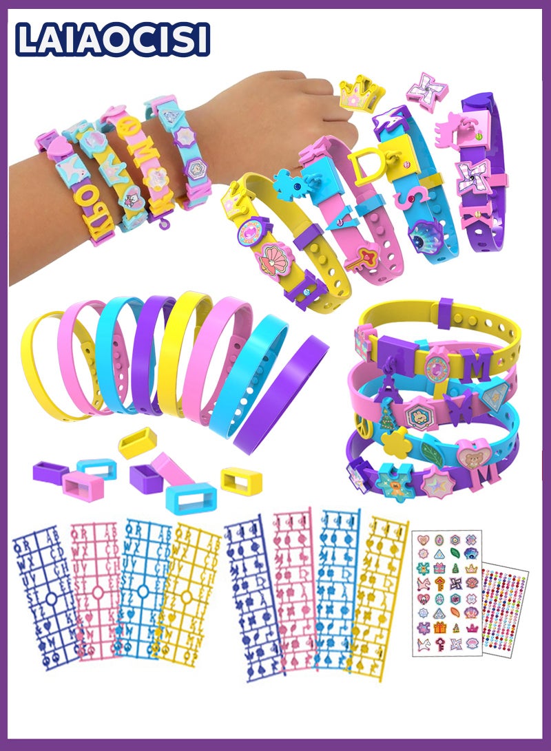 LAIAOCISI Art & Craft Jewelry Making Kits for Kids, DIY Friendship Exclusive Bracelet Creative DIY Kit for Girls, Jewelry Making with Different Shapepatterns Charm & Stickers, Birthday Gifts for Ages 5-12, No Wire Required - Image 1
