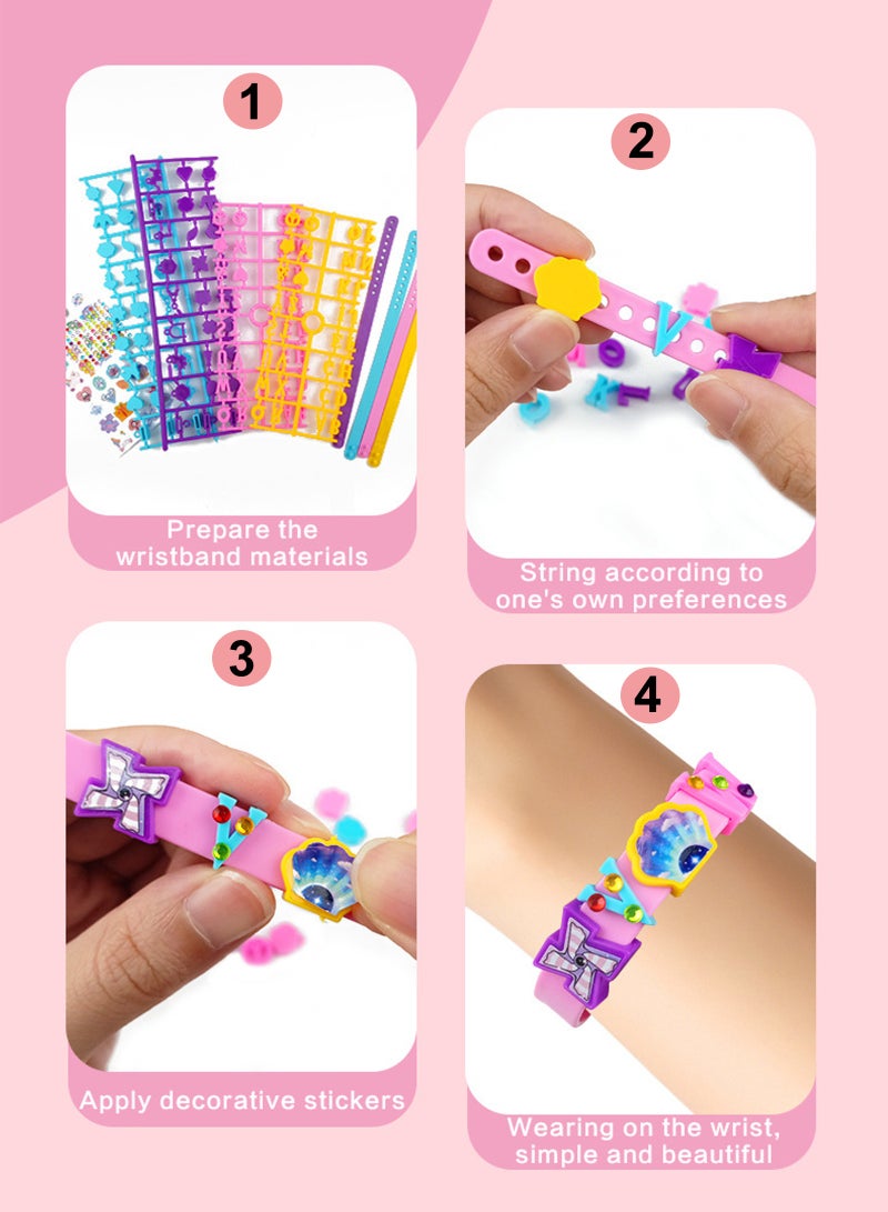 LAIAOCISI Art & Craft Jewelry Making Kits for Kids, DIY Friendship Exclusive Bracelet Creative DIY Kit for Girls, Jewelry Making with Different Shapepatterns Charm & Stickers, Birthday Gifts for Ages 5-12, No Wire Required - Image 3