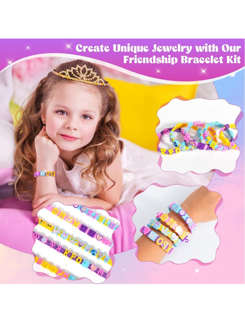 LAIAOCISI Art & Craft Jewelry Making Kits for Kids, DIY Friendship Exclusive Bracelet Creative DIY Kit for Girls, Jewelry Making with Different Shapepatterns Charm & Stickers, Birthday Gifts for Ages 5-12, No Wire Required - Image 4