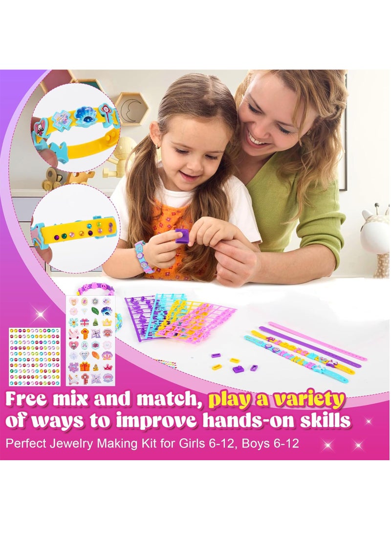 LAIAOCISI Art & Craft Jewelry Making Kits for Kids, DIY Friendship Exclusive Bracelet Creative DIY Kit for Girls, Jewelry Making with Different Shapepatterns Charm & Stickers, Birthday Gifts for Ages 5-12, No Wire Required - Image 5