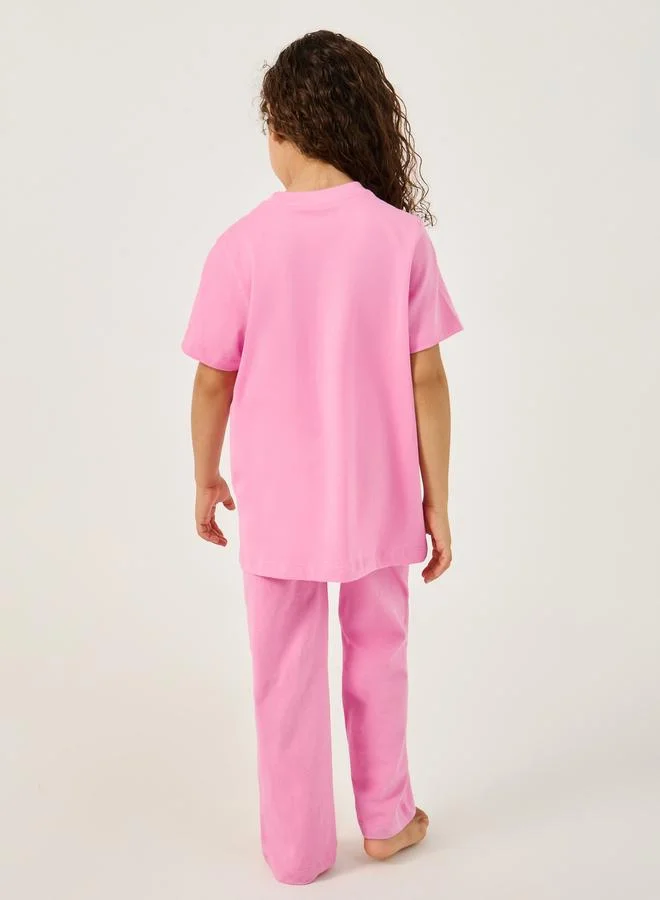 Styli Styli Floral Print Round Neck T-Shirt and Pyjama Set