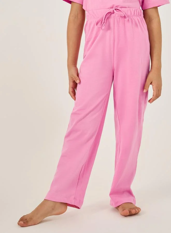 Styli Styli Floral Print Round Neck T-Shirt and Pyjama Set