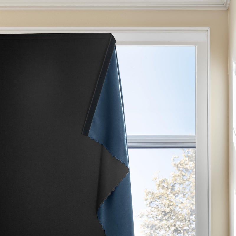 Jilron Jilron Autohesion Curtains for WindowsBedroom Blackout Curtains for  Thermal Lnsulated No Drill Curtains Room Darkening Black Small Drapes 1 Panels35Wx63L inchBlack 