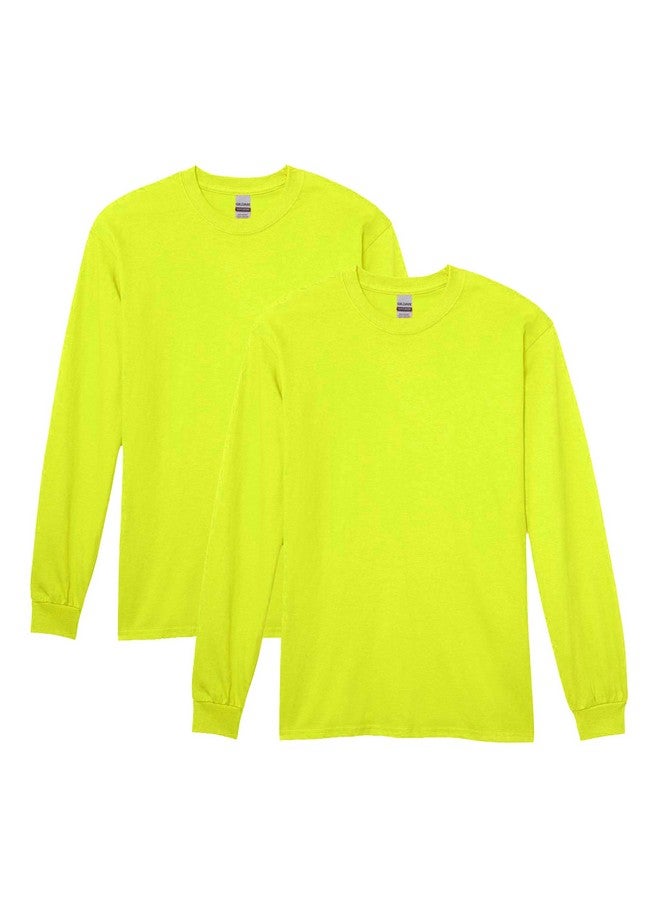 Gildan Heavy Cotton Long Sleeve T-Shirt, Style G5400, 2-Pack, Safety Green, Large - Image 1