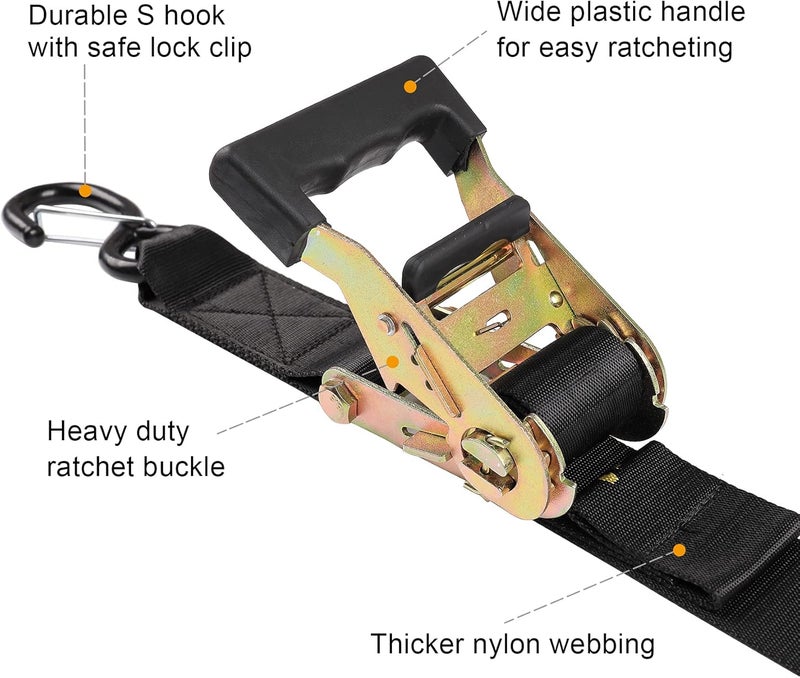 Ayaport Boat Trailer Transom Tie Down Straps for Boat Jet ski Kayak Canoe 4 Feet 1.6 inches 5000lbs Break Strength Heavy Duty Ratchet Straps with S Hooks, Pack of 2 - Image 3