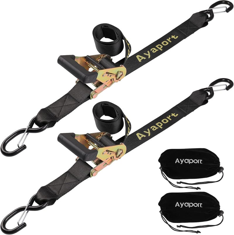 Ayaport Boat Trailer Transom Tie Down Straps for Boat Jet ski Kayak Canoe 4 Feet 1.6 inches 5000lbs Break Strength Heavy Duty Ratchet Straps with S Hooks, Pack of 2 - Image 1