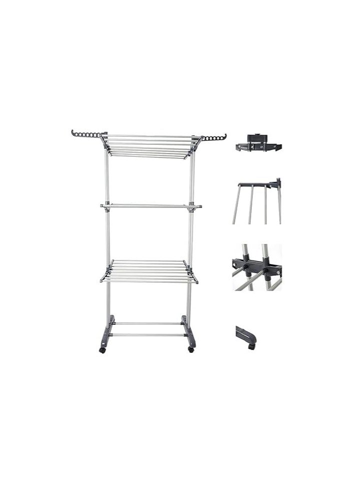 بونكا رف تجفيف الملابس قابل للطي لون اسود مكون من 4 طبقات قابله للتعديل من بونكا - Image 2