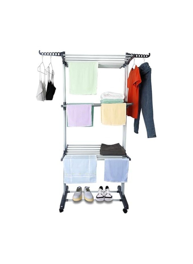 بونكا رف تجفيف الملابس قابل للطي لون اسود مكون من 4 طبقات قابله للتعديل من بونكا - Image 1